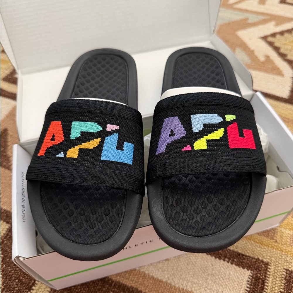 APL women’s Black multicolor Slide Sandals slides size 6